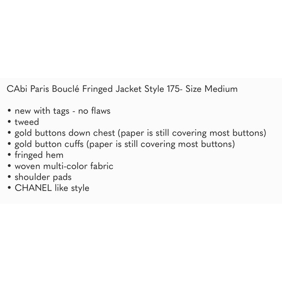 Cabi Carol Anderson Style 175 Paris Tweed Lined Wool Blend Jacket Size M #514 - Picture 11 of 11